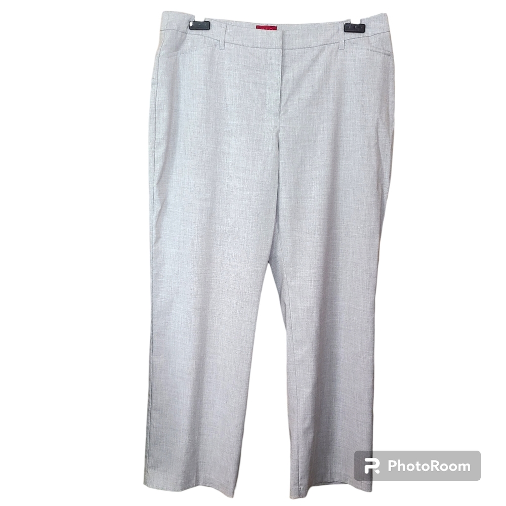 212 Collection Size 16 Petite Light Gray Natural Fit Straight Leg Pants Office